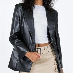 PRINCESS POLLY JOCELYN FAUX LEATHER BLAZER